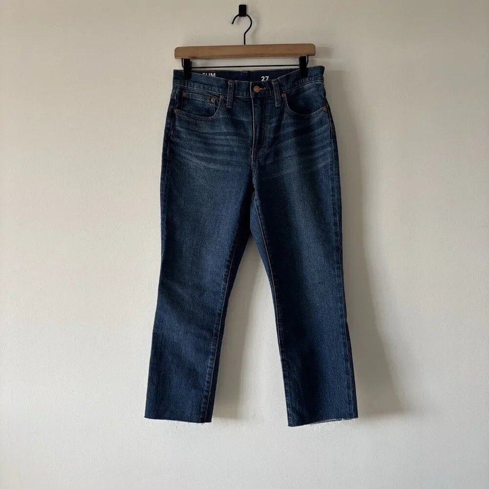 J. Crew Denim Slim Boyfriend Jeans Medium Wash Raw Hem Casual Women’s Size 27‎